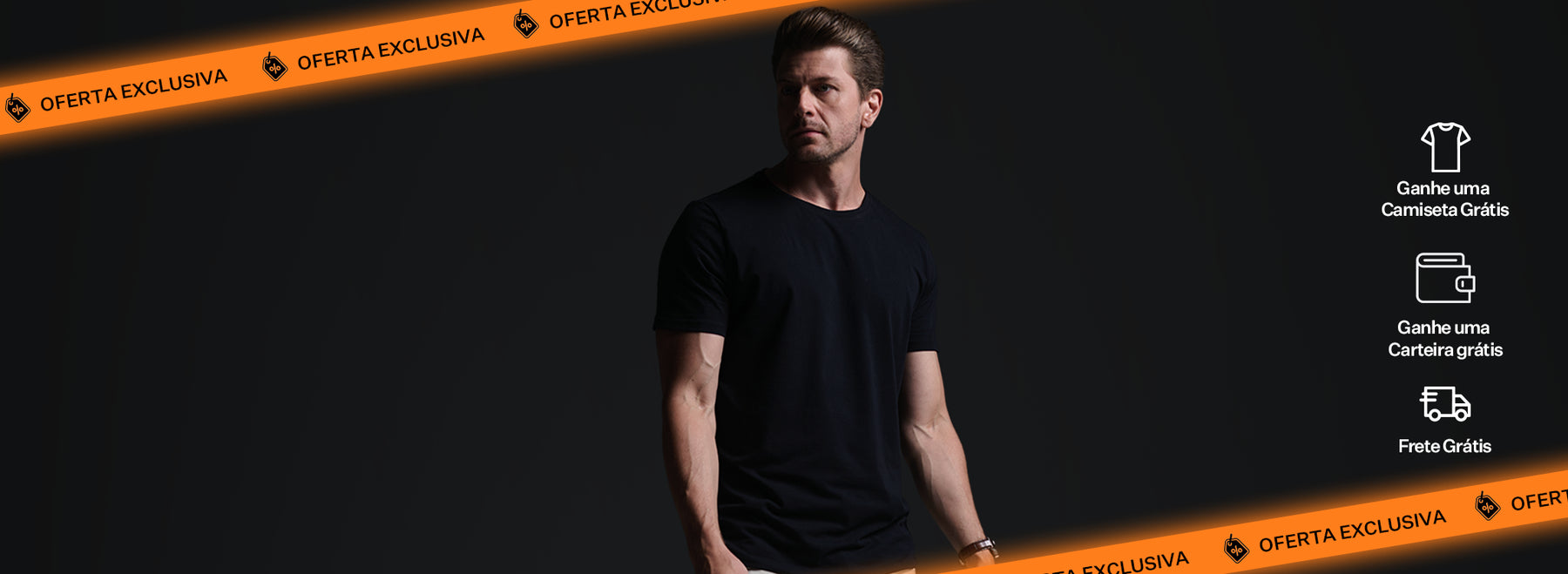 Compre 3 camisetas e leve 4+ uma carteira grátis
