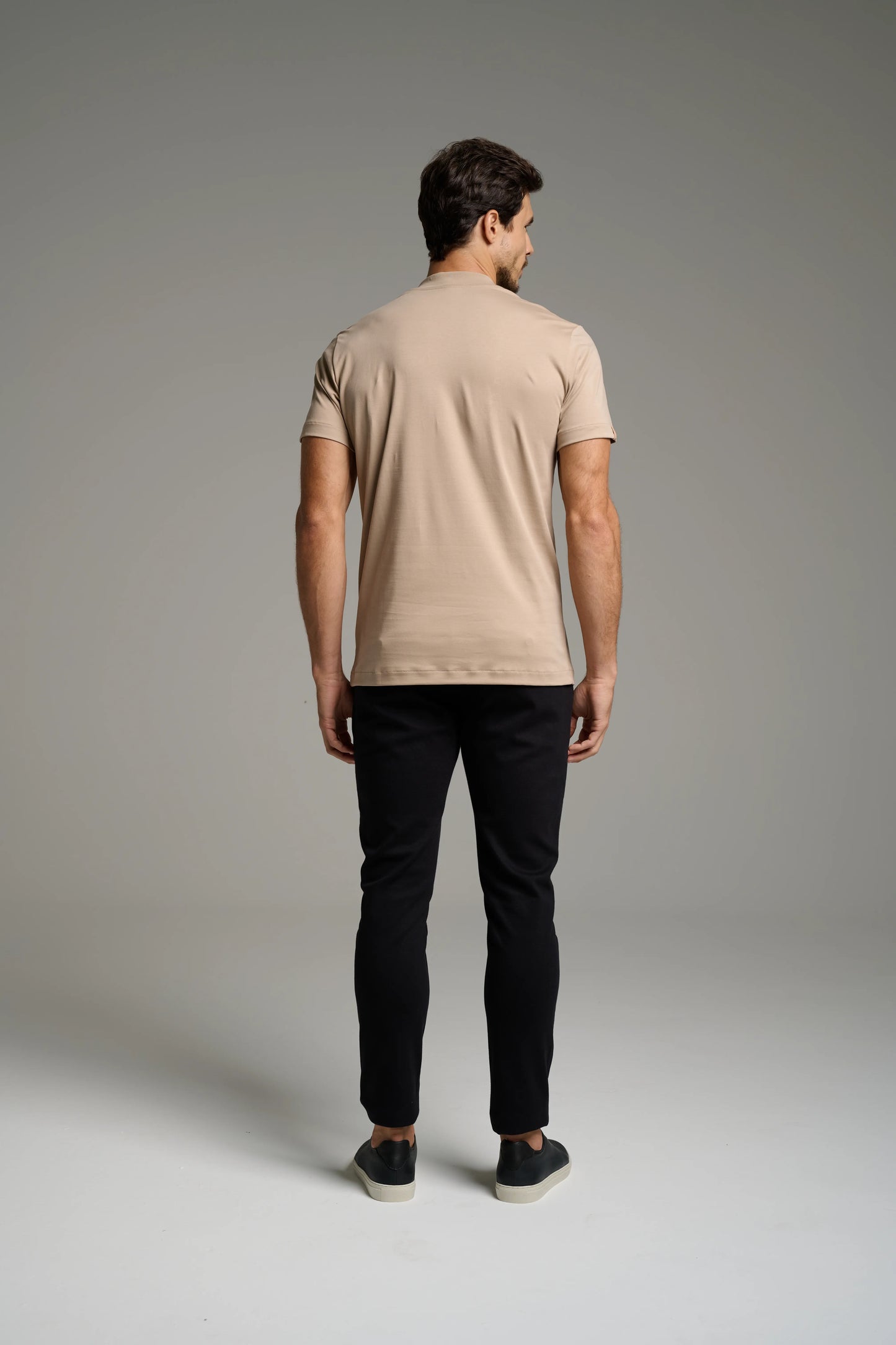 Kit 2x Camiseta Gola Alta Pima -  Manga Curta