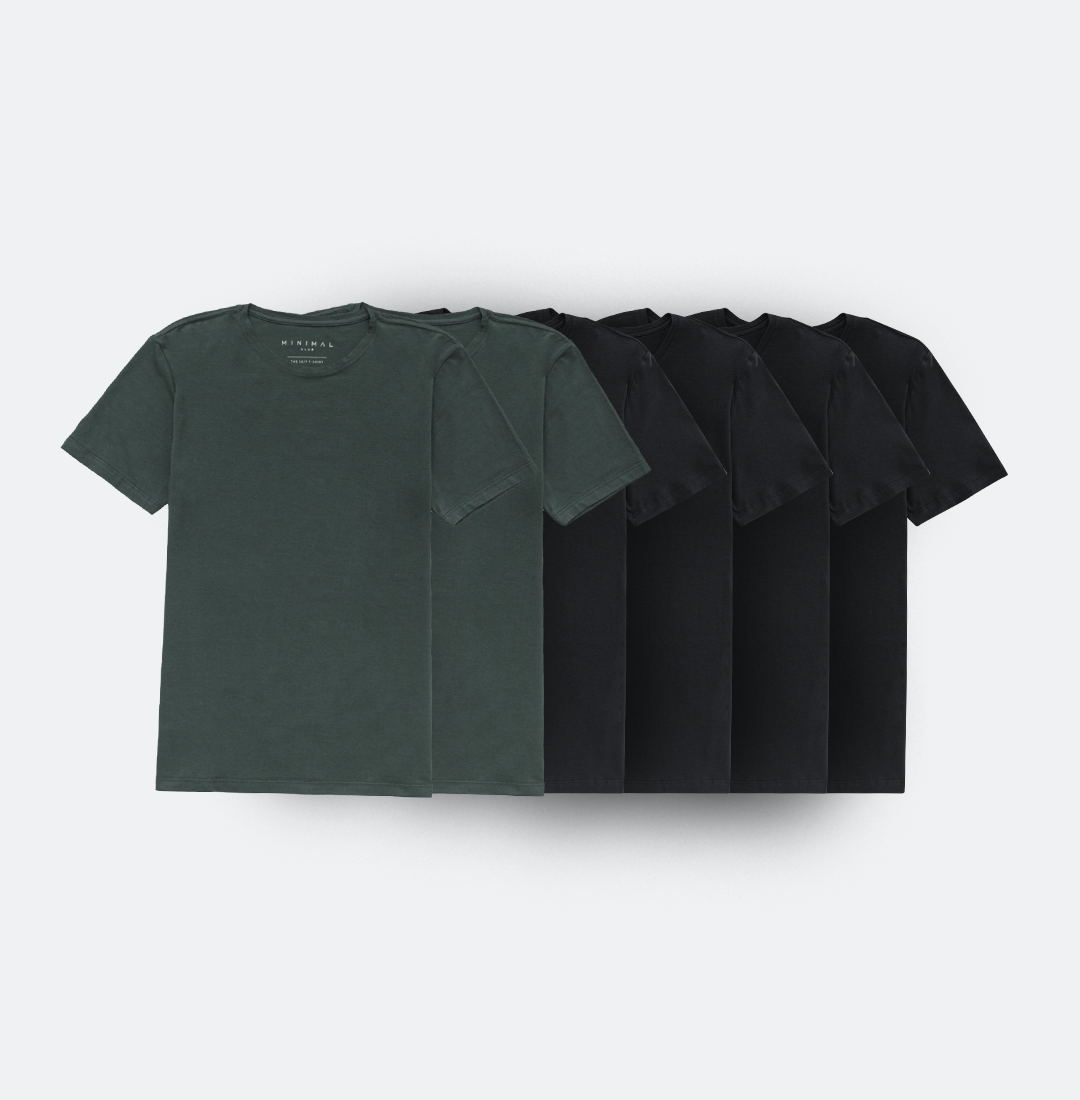 Kit 6 Camisetas Minimal - Gola O